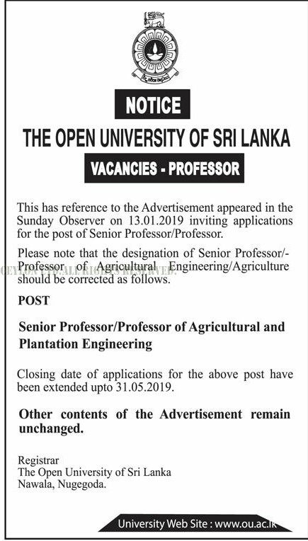 Professor - The Open University of Sri Lanka